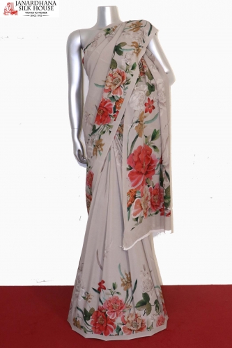Exclusive Floral Prints Pure Crepe Silk Saree